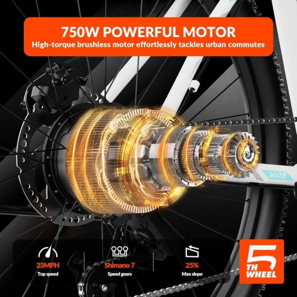 5TH WHEEL Discover 26" Electric Bike for Adults – 750W - Image 6