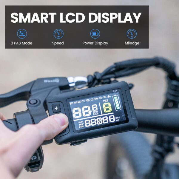 🚴 5TH WHEEL MATE Electric Bike for Adults | 1000W Peak Motor ⚡ | 468Wh Battery 🔋 | 26" City & Mountain Ebike 🚵 | LCD Display & Dual Disc Brakes 💡 – Black - Image 3
