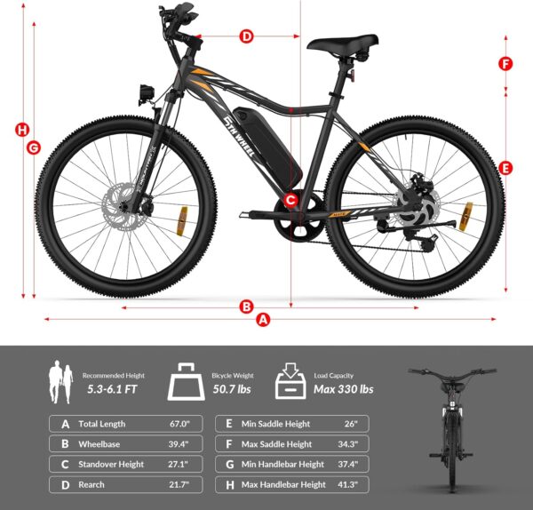 🚴 5TH WHEEL MATE Electric Bike for Adults | 1000W Peak Motor ⚡ | 468Wh Battery 🔋 | 26" City & Mountain Ebike 🚵 | LCD Display & Dual Disc Brakes 💡 – Black - Image 8