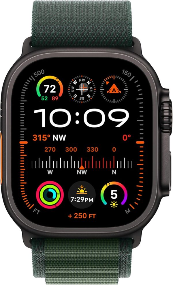 Apple Watch Ultra 2 [49mm] Black Titanium Case with Green Alpine Loop, M (Renewed) - Image 2