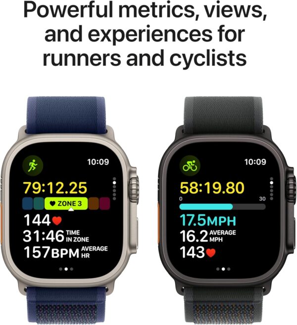 Apple Watch Ultra 2 [49mm] Black Titanium Case with Green Alpine Loop, M (Renewed) - Image 3