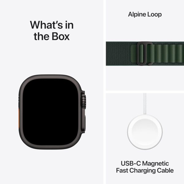 Apple Watch Ultra 2 [49mm] Black Titanium Case with Green Alpine Loop, M (Renewed) - Image 4