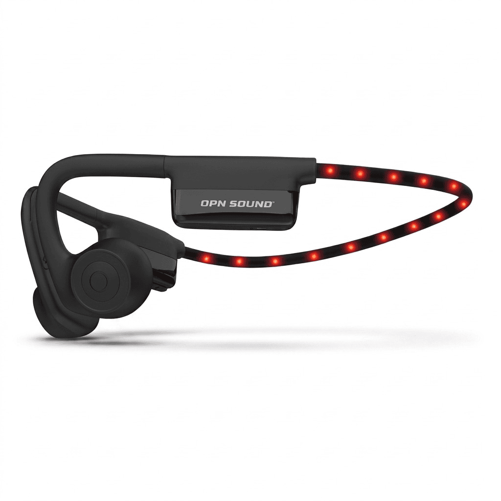 OPN Sound Dashlyte+ Open Ear Headphones with LED Safety Light Strip – Black (OS4500BL)