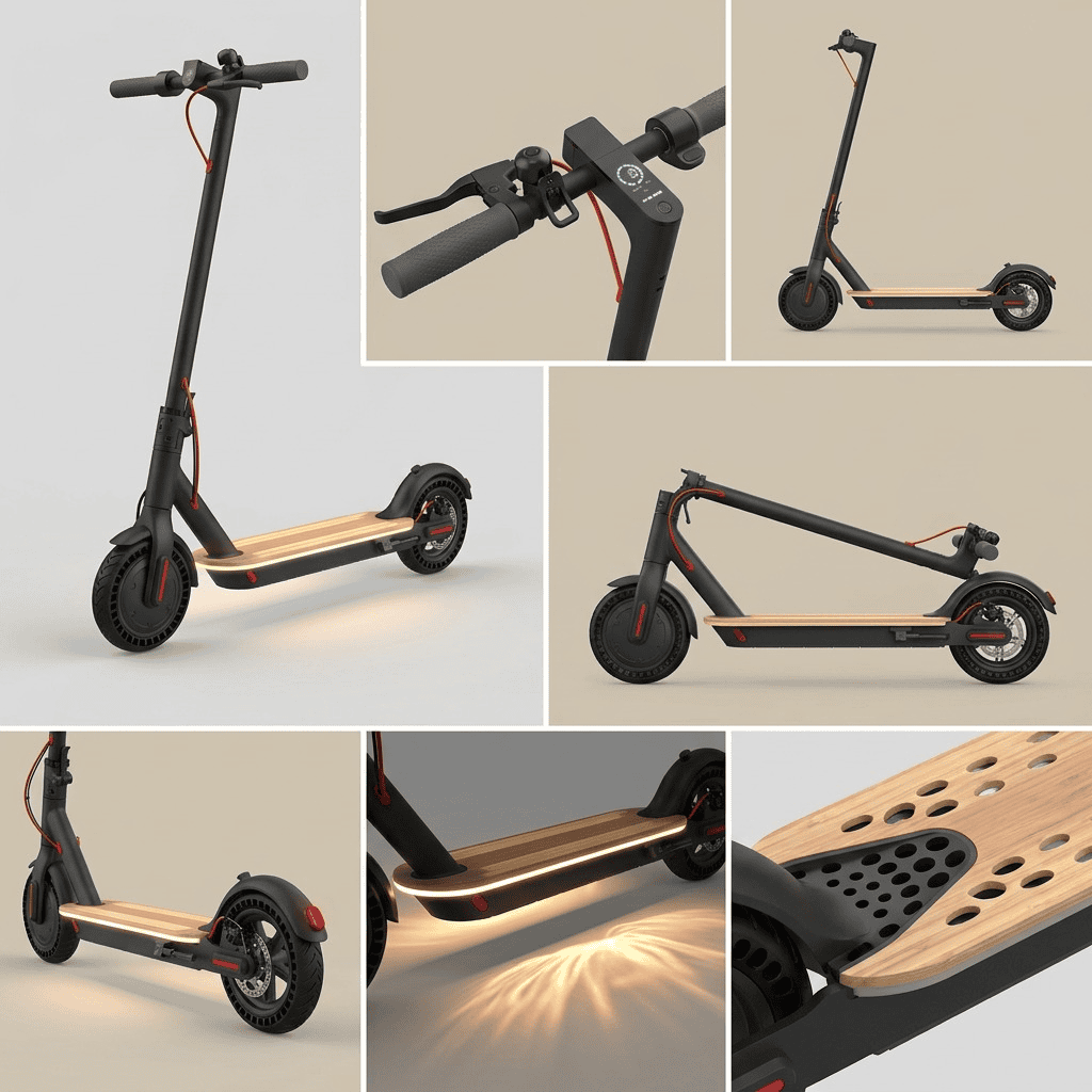 Sharp S9 Urban Electric Scooter - 350W Motor, 25km Range & Illuminated Wooden Deck - Image 5