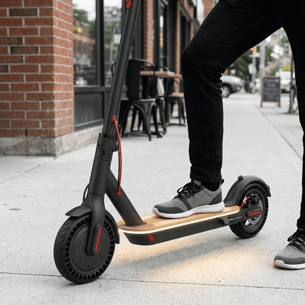 Sharp S9 Urban Electric Scooter - 350W Motor, 25km Range & Illuminated Wooden Deck - Image 4