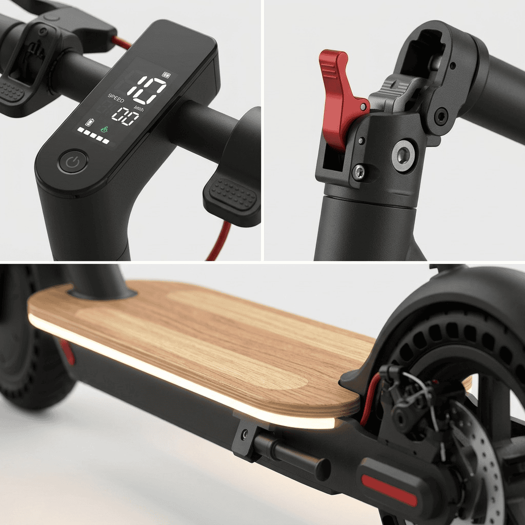Sharp S9 Urban Electric Scooter - 350W Motor, 25km Range & Illuminated Wooden Deck - Image 3
